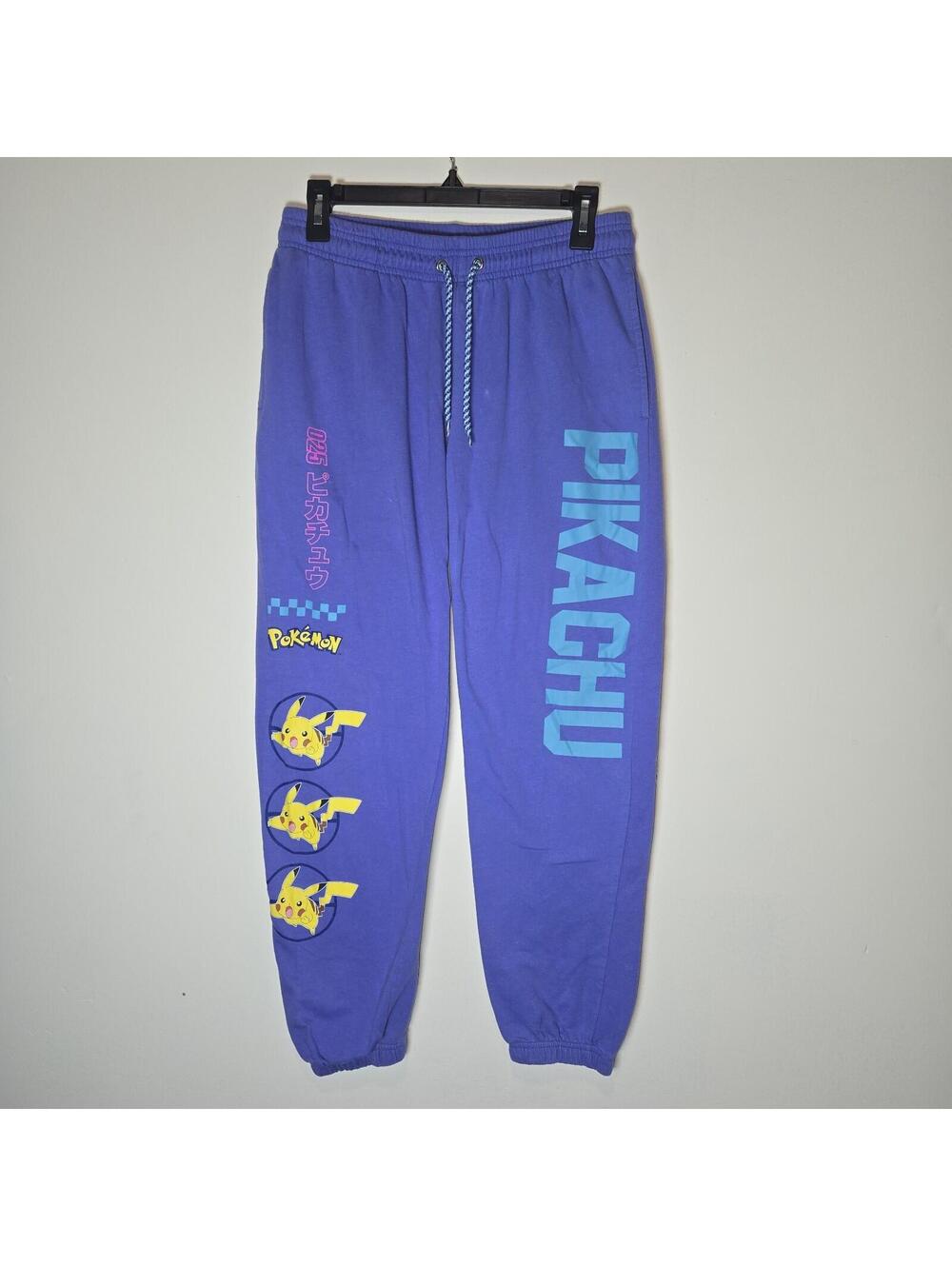 Pokémon Pikachu Purple Pockets Elastic Hem Women Drawstring Jogger sz M Read